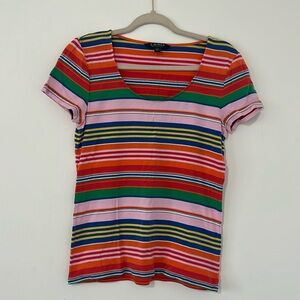 Lauren Ralph Lauren Multi-colored Striped 95% Cotton T-Shirt Women’s L